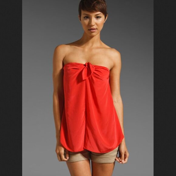 Elizabeth and James Adria Sarong Silk Top Red Small - Picture 1 of 11